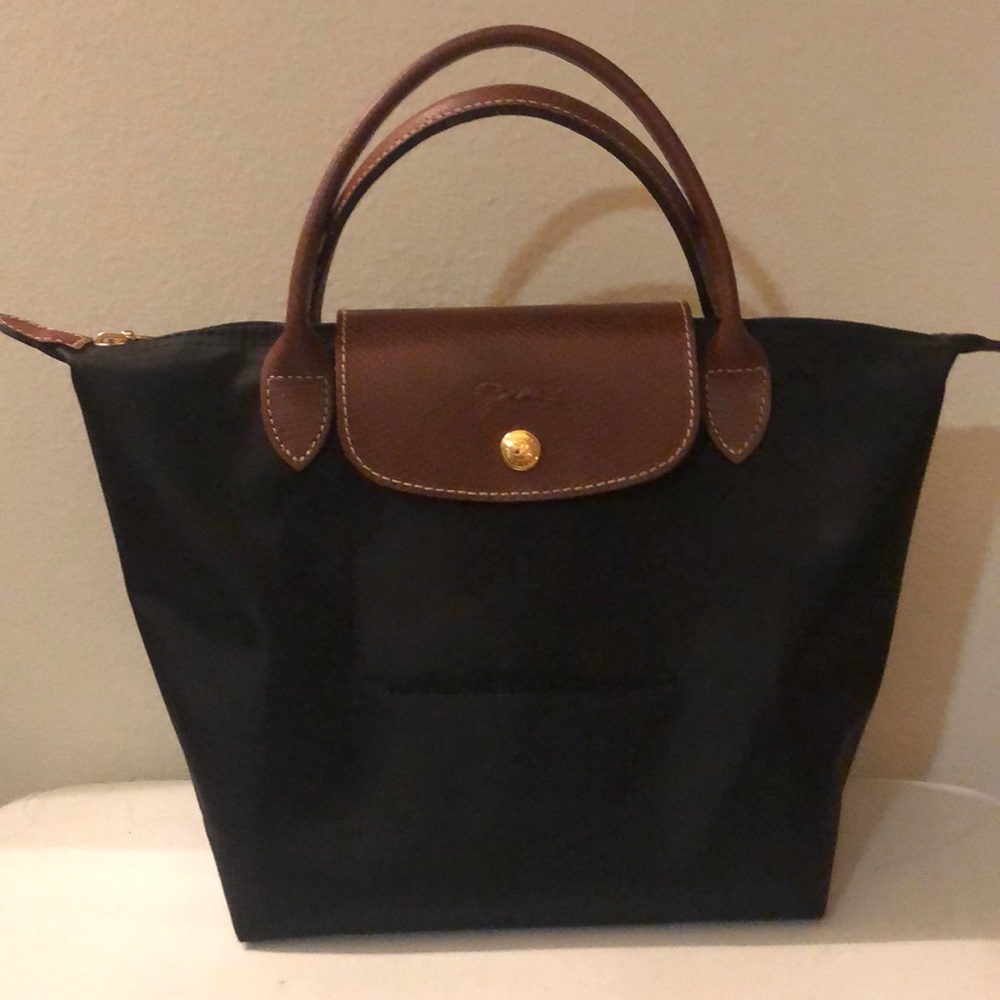 Black longchamp le pliage small handbag